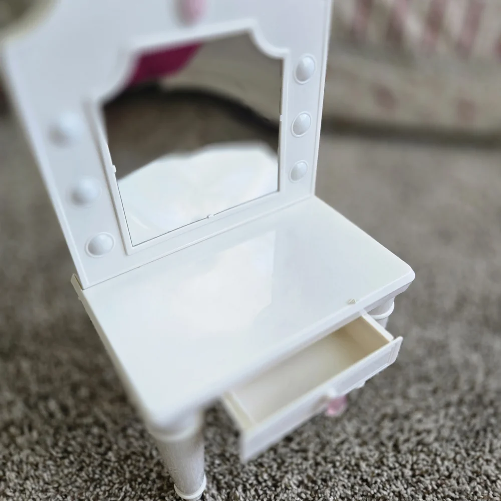 Doll White Vanity Table with Mirror